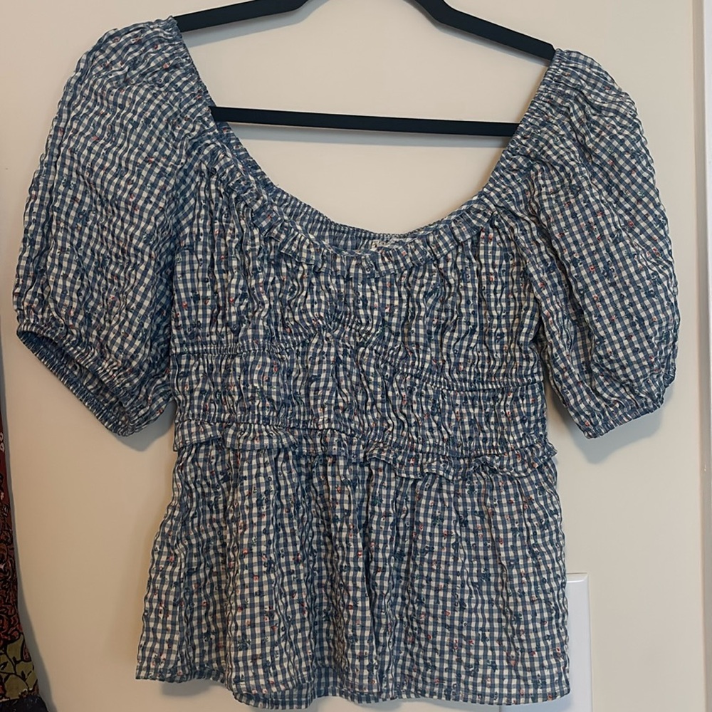 EUC Maaji blue gingham top, size medium